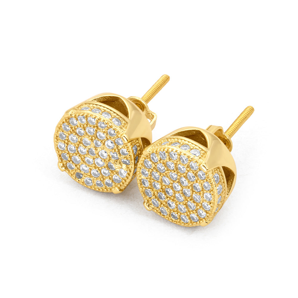 Round Micro Pave Moissanite Stud Earrings
