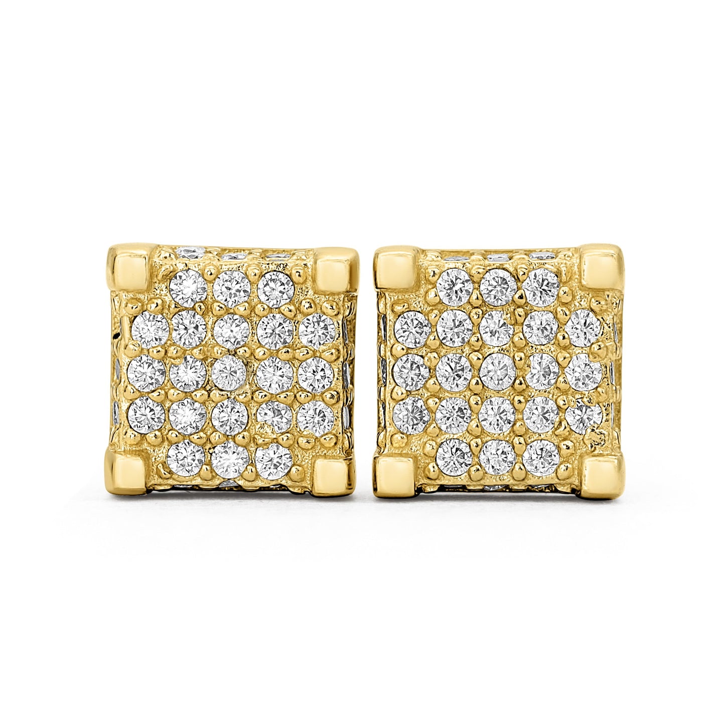 Square Micro Pave Moissanite Stud Earrings