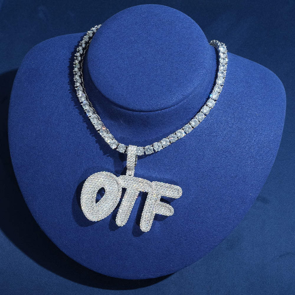 Diamond Groovy Letter Custom Pendant