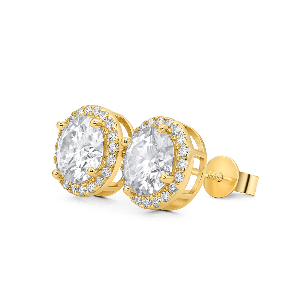 Round Cut Halo Stud Earrings