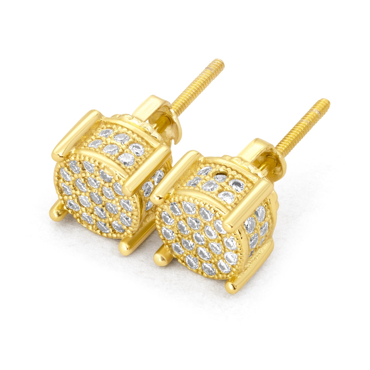 Round Micro Pave Moissanite Stud Earrings
