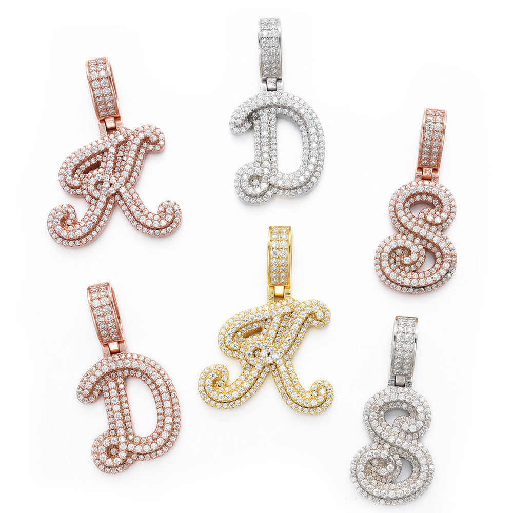 Diamond Script Initial Pendant