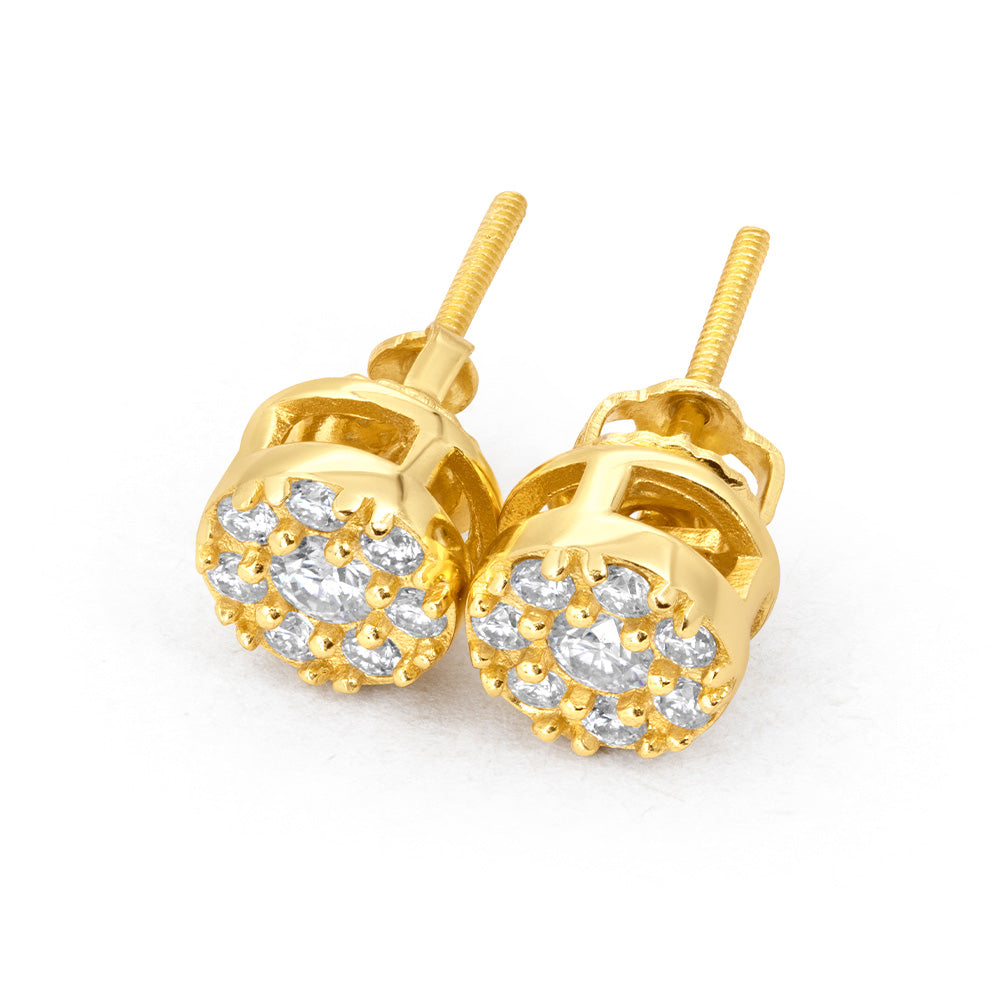 Round Micro Pave Moissanite Stud Earrings