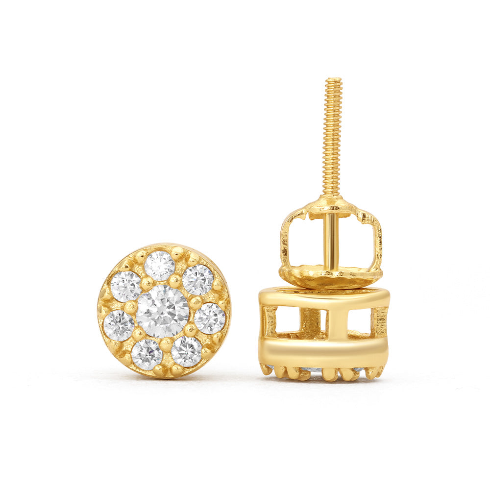 Round Micro Pave Moissanite Stud Earrings