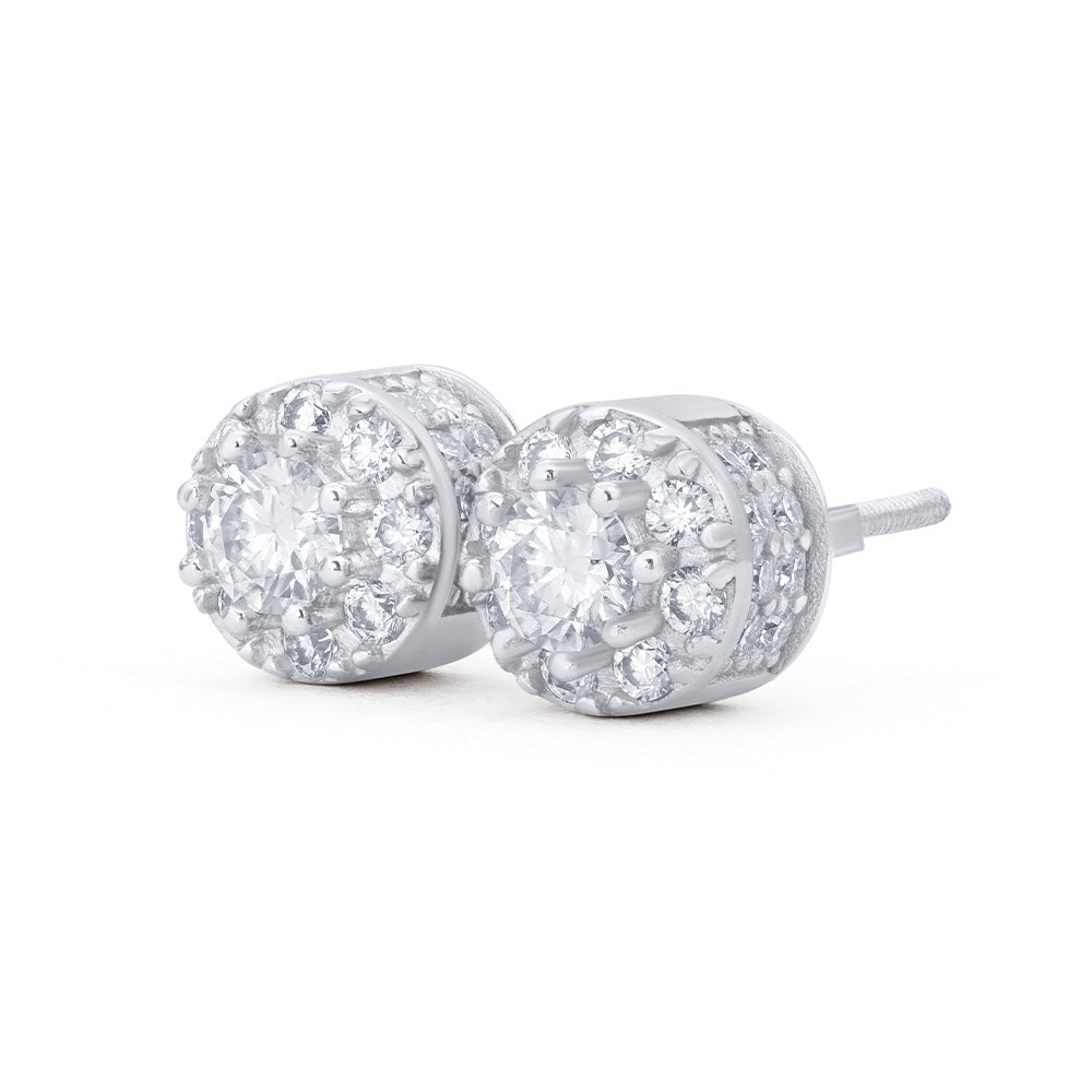 Layered Halo Moissanite Stud Earrings