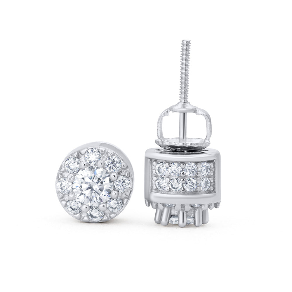 Layered Halo Moissanite Stud Earrings