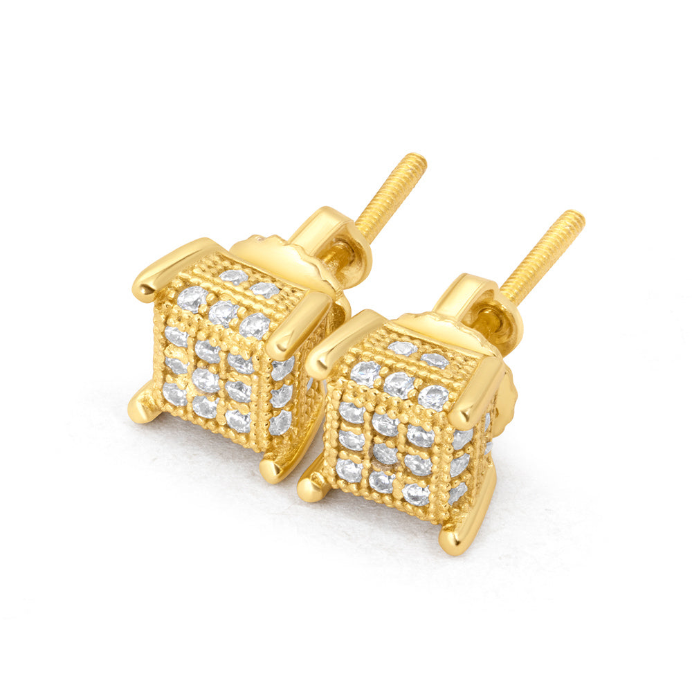 Square Micro Pave Moissanite Stud Earrings