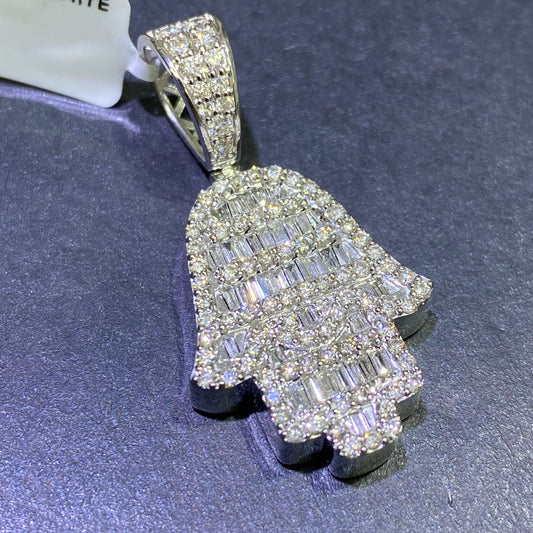 14k VVS1 Natural Diamond Hand of God 14k Iced Pendant