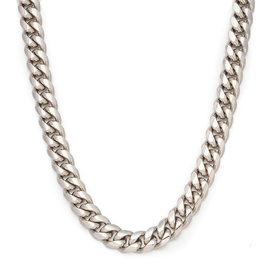 10mm Cuban Link Chain in White Gold