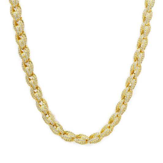 10mm Iced Rope Chain in Gold