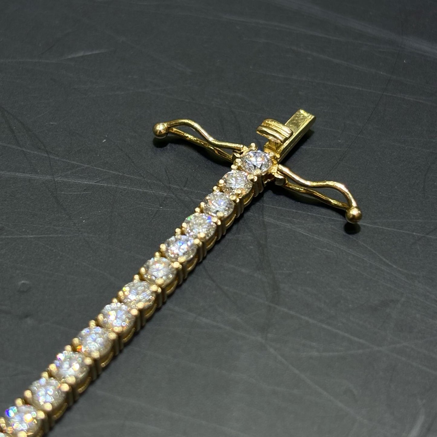 14k 7 CTW Yellow Gold 7"  Diamond Bracelet | REAL CVD VVS