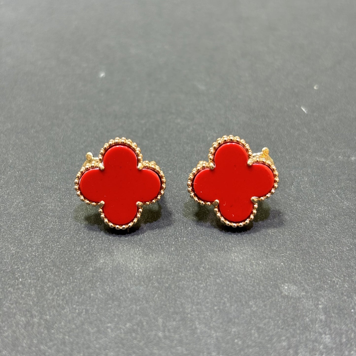 14K Rose Gold Carnelian Clover Earrings