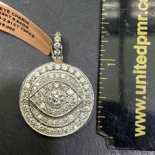 New14k “iced” 4cts Vs1 .50 carat center stone Eye pendant