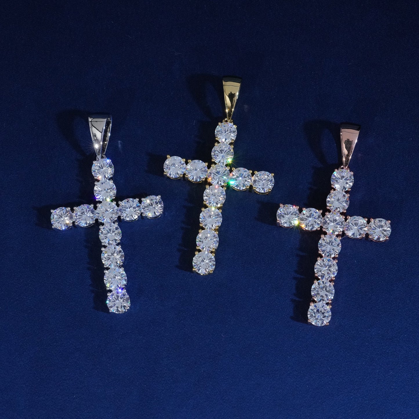 8MM ROUND MOISSANITE CROSS PENDANT