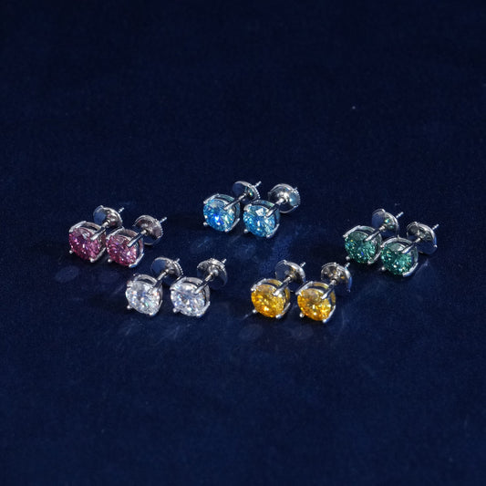 1 Carat Round Cut Moissante Earrings