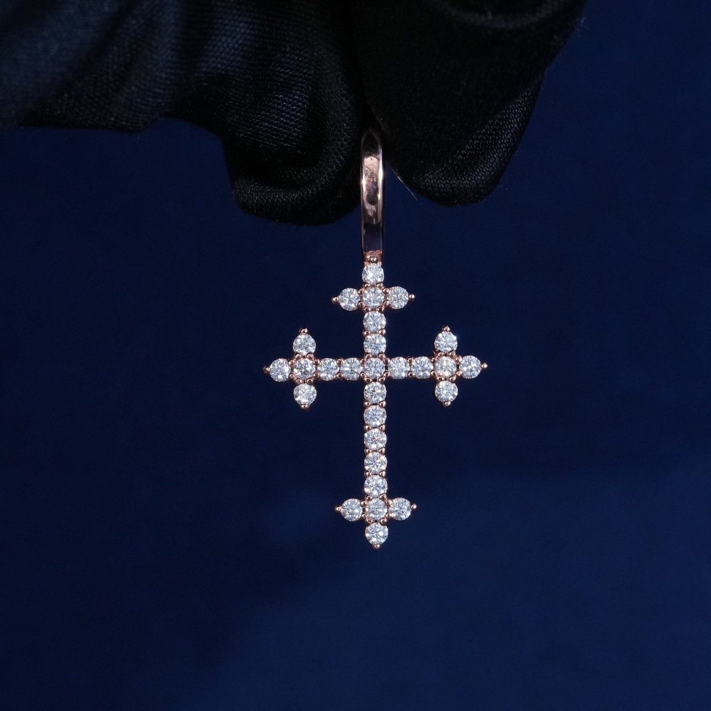 Moissanite Three Point Cross Pendant