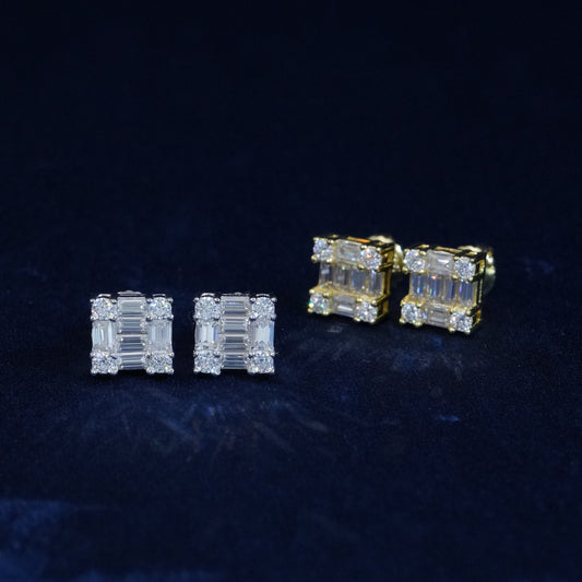 Moissanite Baguette Cube Earrings