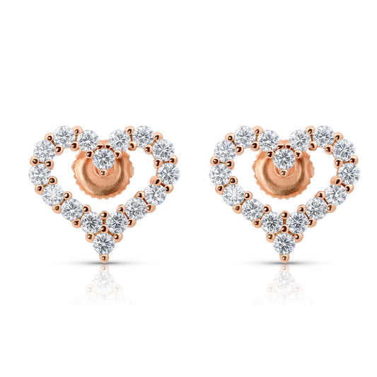 Diamond Heart Stud Earrings