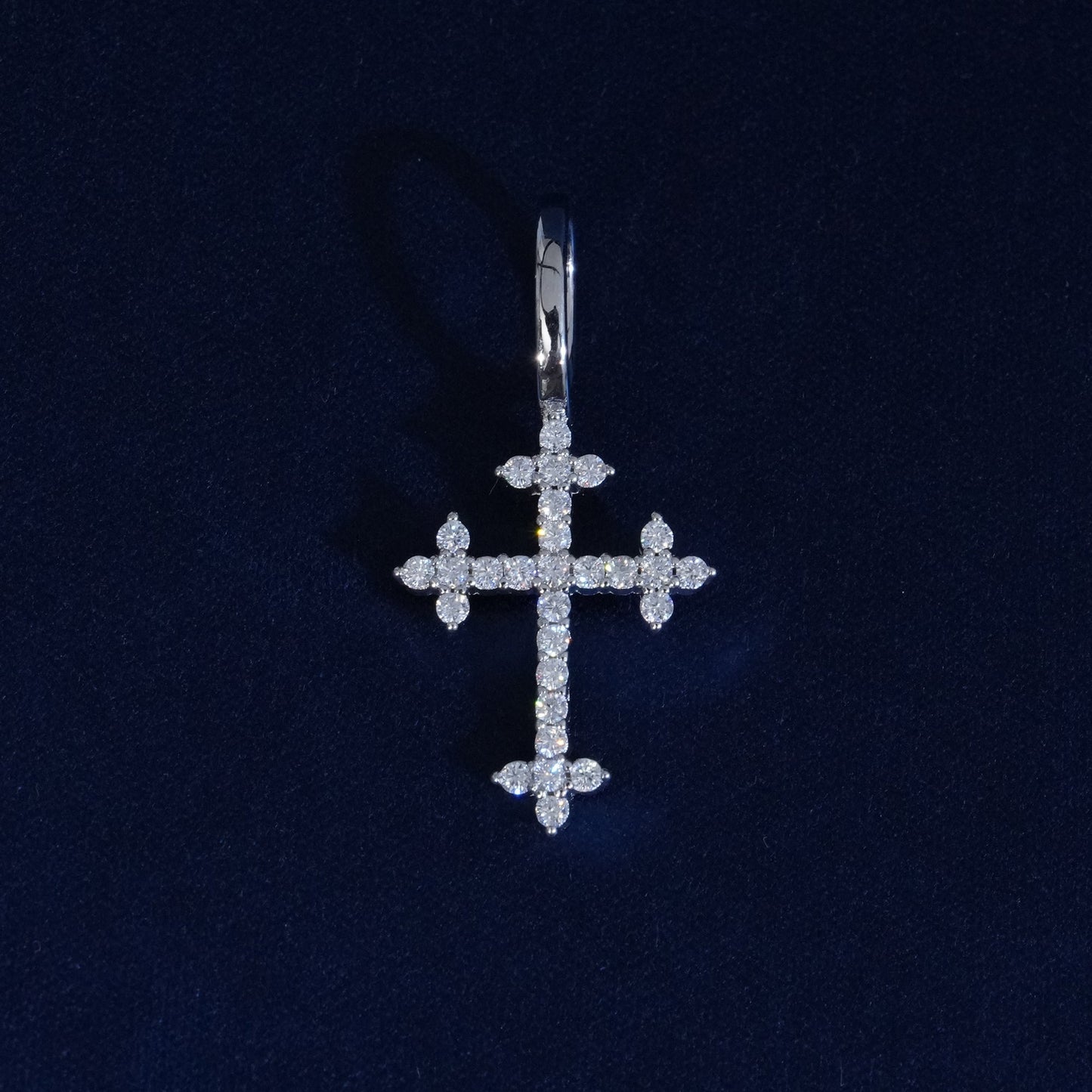 Moissanite Three Point Cross Pendant