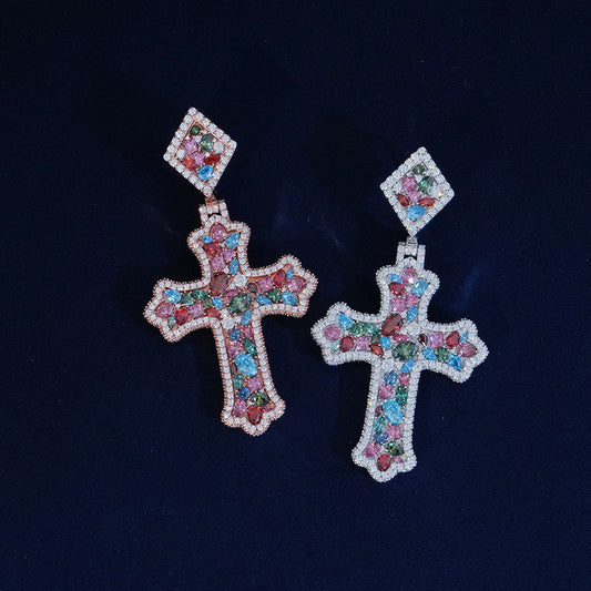 Moissanite Colorful Cross Pendant
