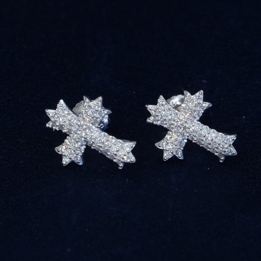 Diamond Cross Stud Earrings