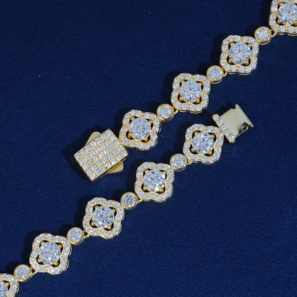 10mm Moissanite Flower Tennis Chain