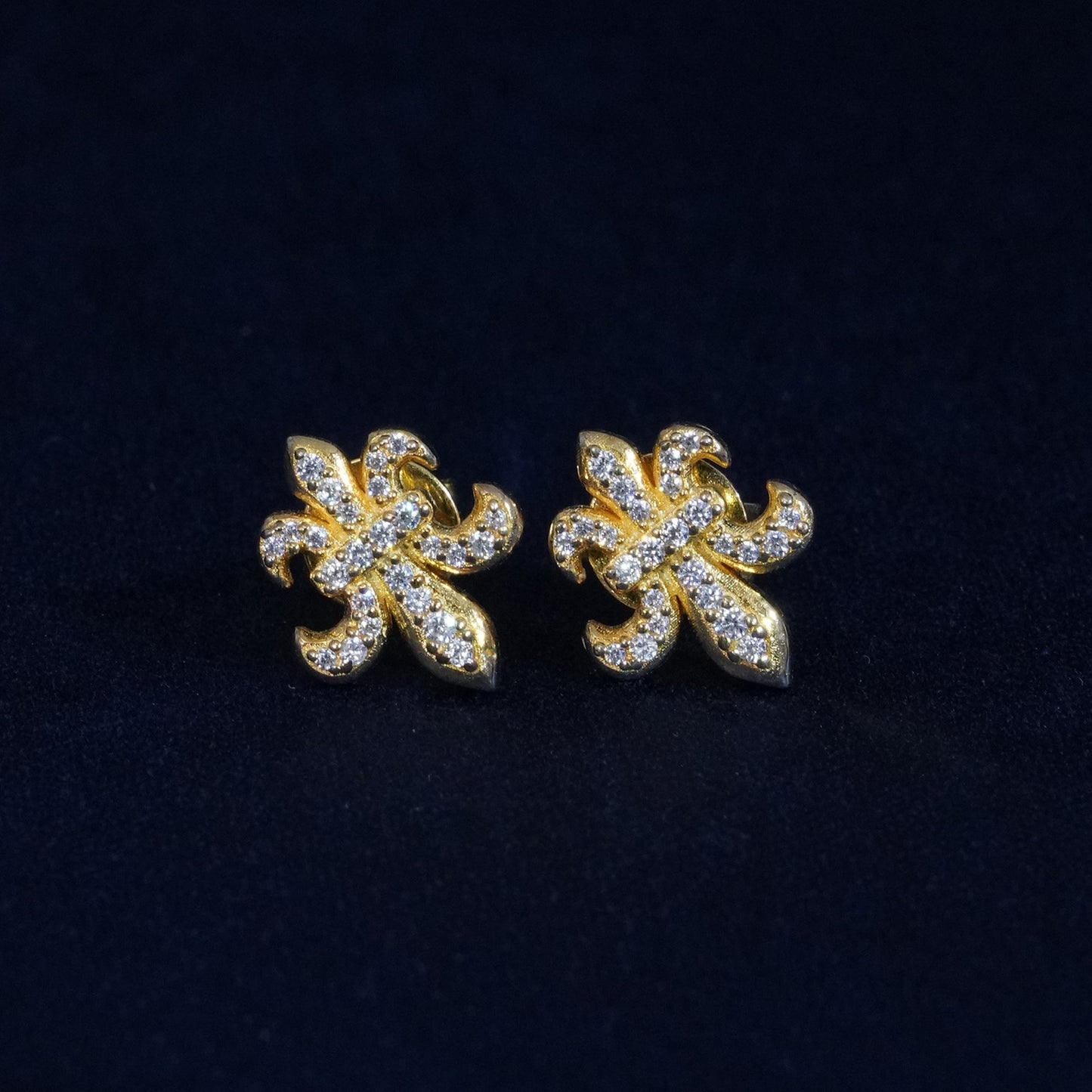 Moissanite Fleur De Lis Earrings
