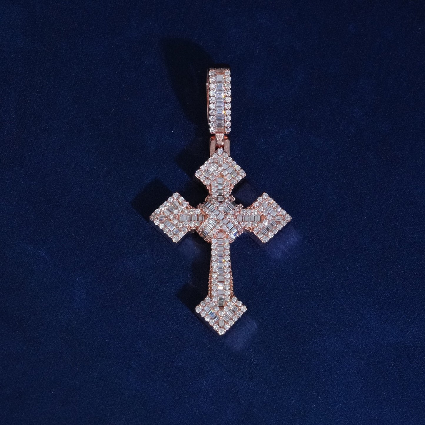 Diamond Baguette Jesus Cross Pendant