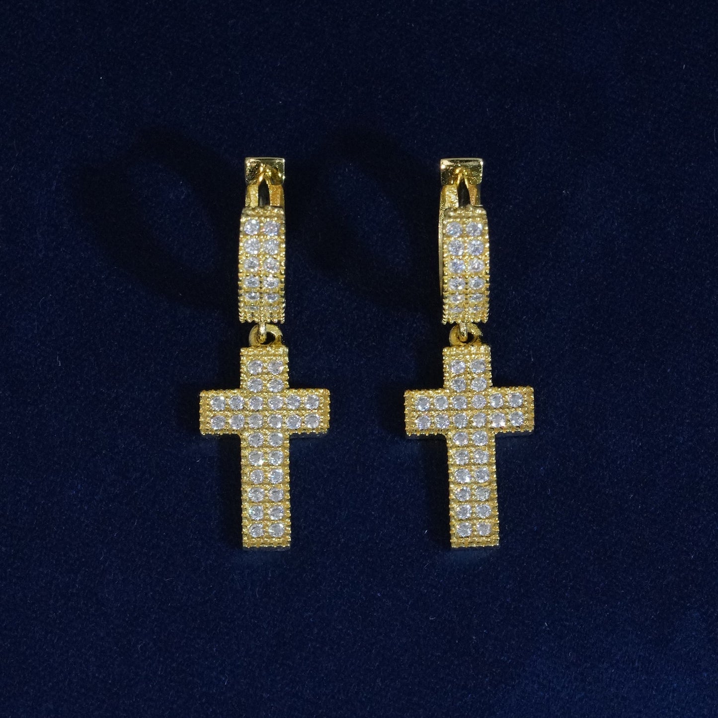 Moissanite Minimal Cross Drop Earrings