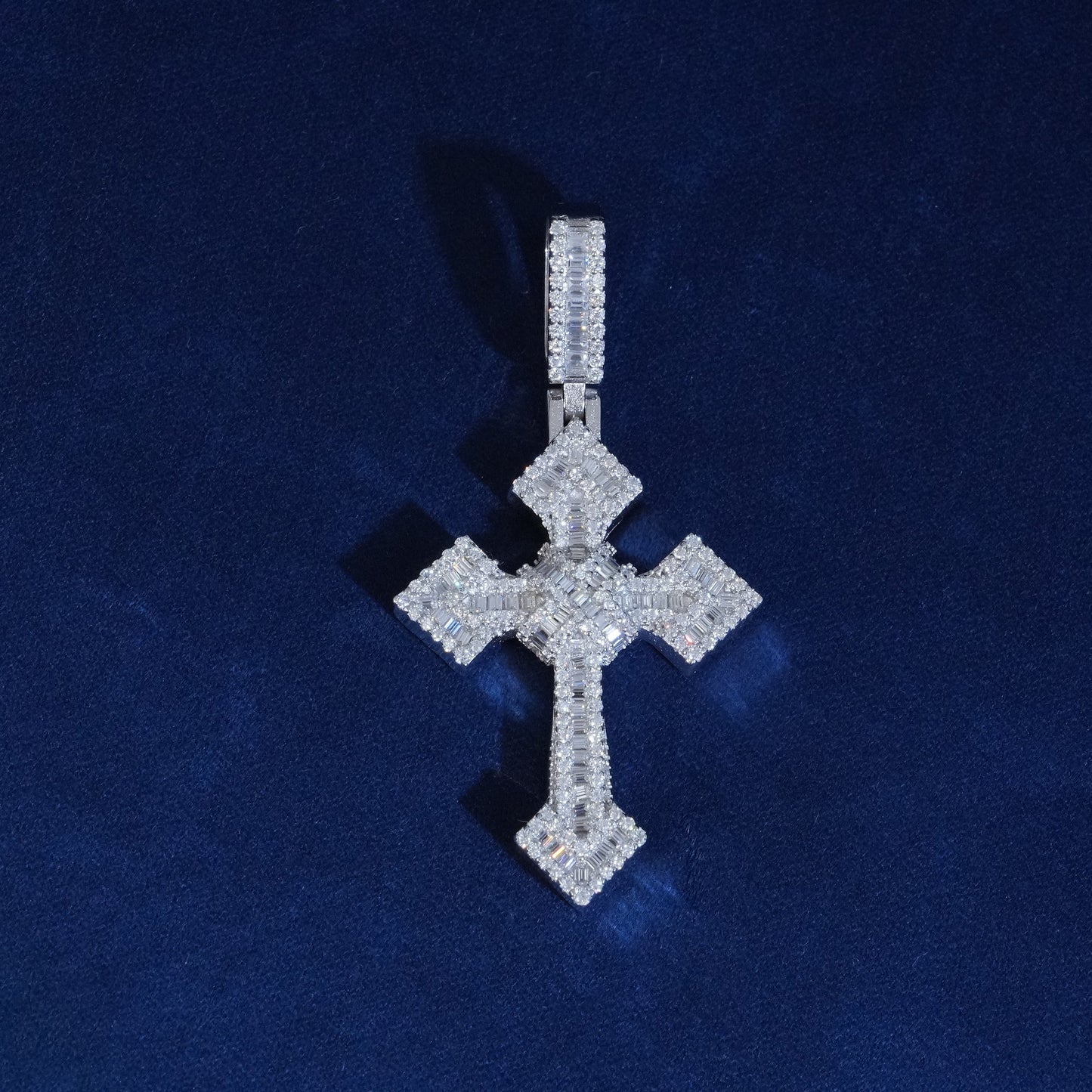 Diamond Baguette Jesus Cross Pendant