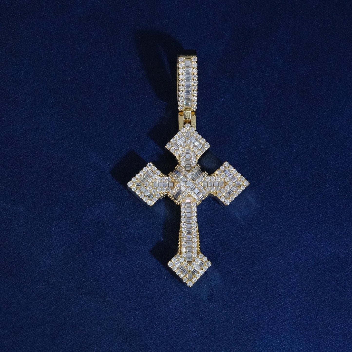 Diamond Baguette Jesus Cross Pendant