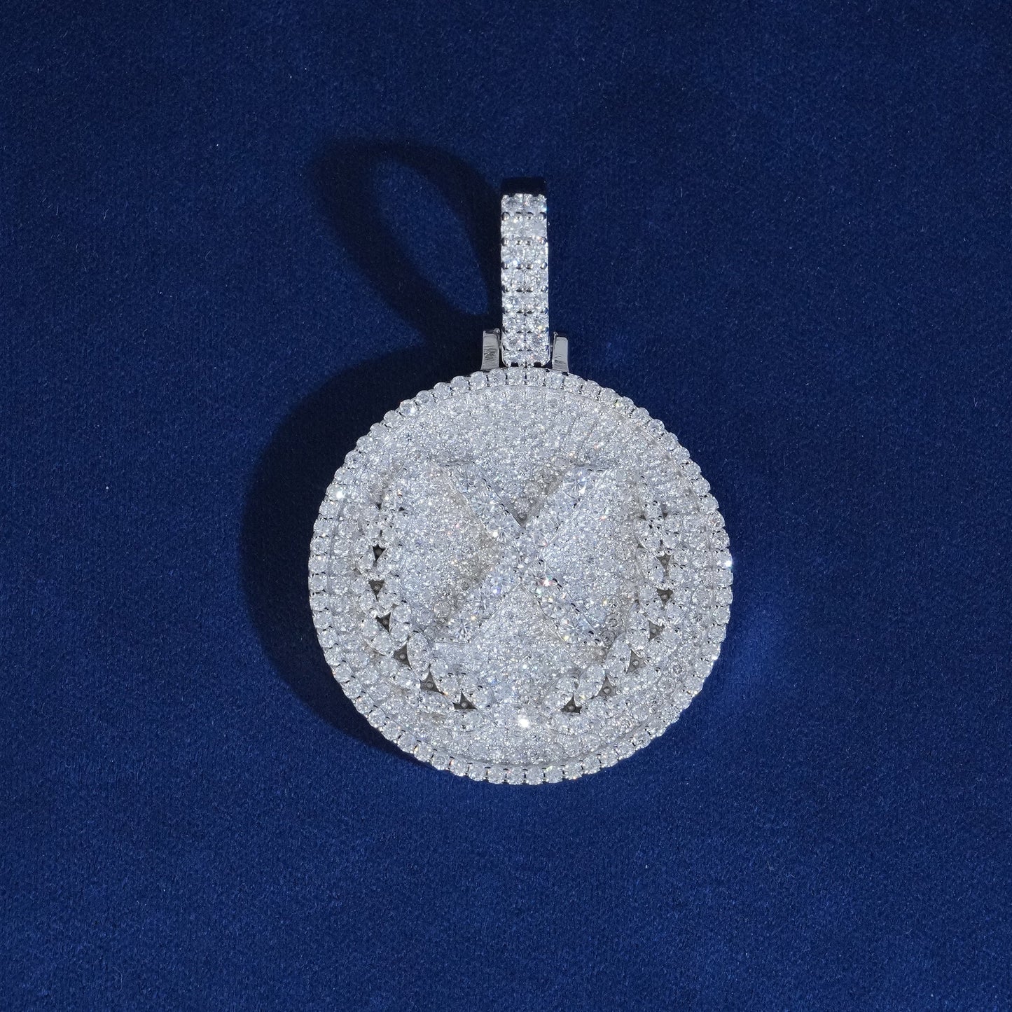 Moissanite X Circle Pendant