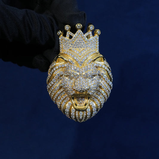 Moissanite Crown Lion Pendant