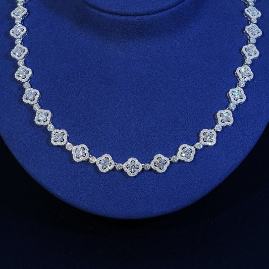 10mm Moissanite Flower Tennis Chain