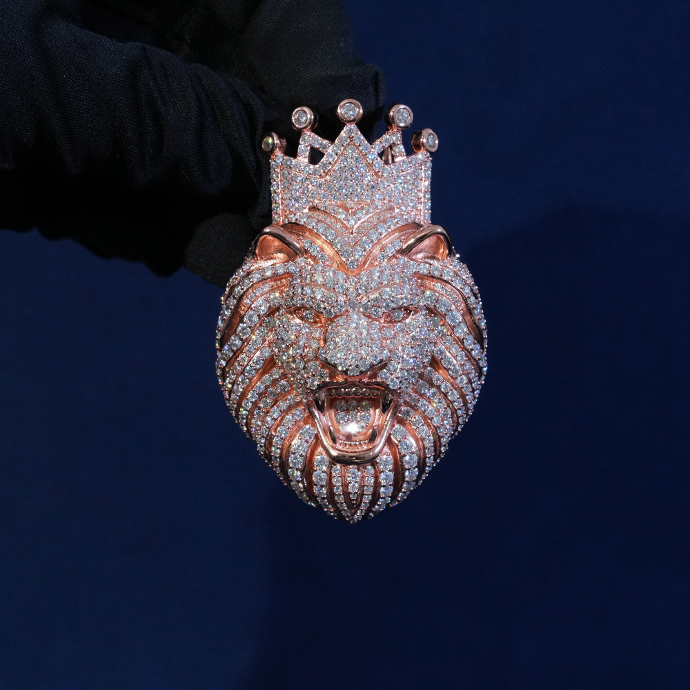 Moissanite Crown Lion Pendant