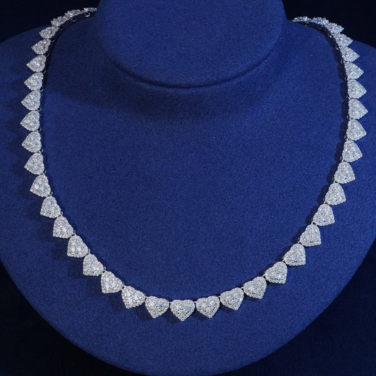 Women's Heart Cluster Tennis Necklace
