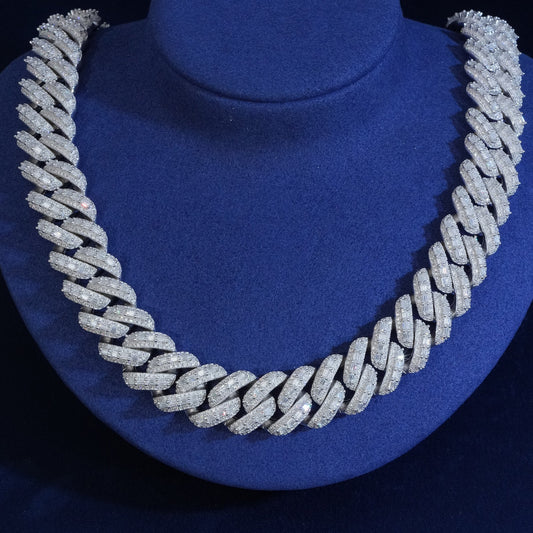 18mm Baguette Prong Cuban Link Chain