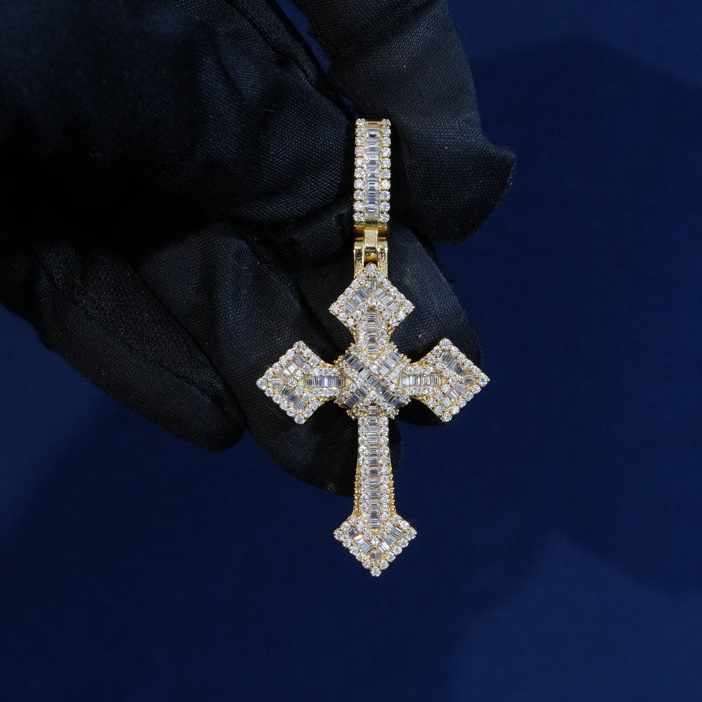Diamond Baguette Jesus Cross Pendant