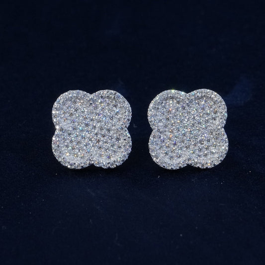 Diamond Clover Stud Earrings
