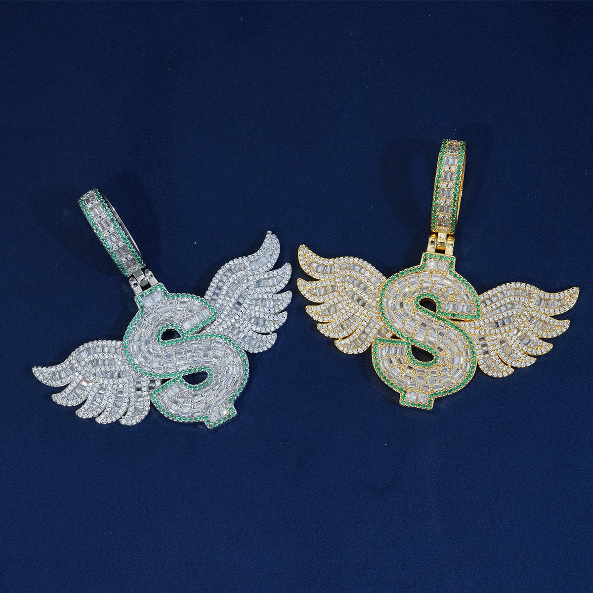 Baguette Diamond Dollar Wings Pendant