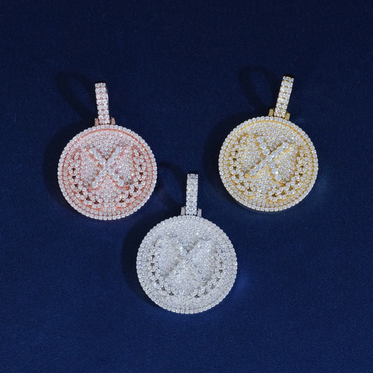 Moissanite X Circle Pendant