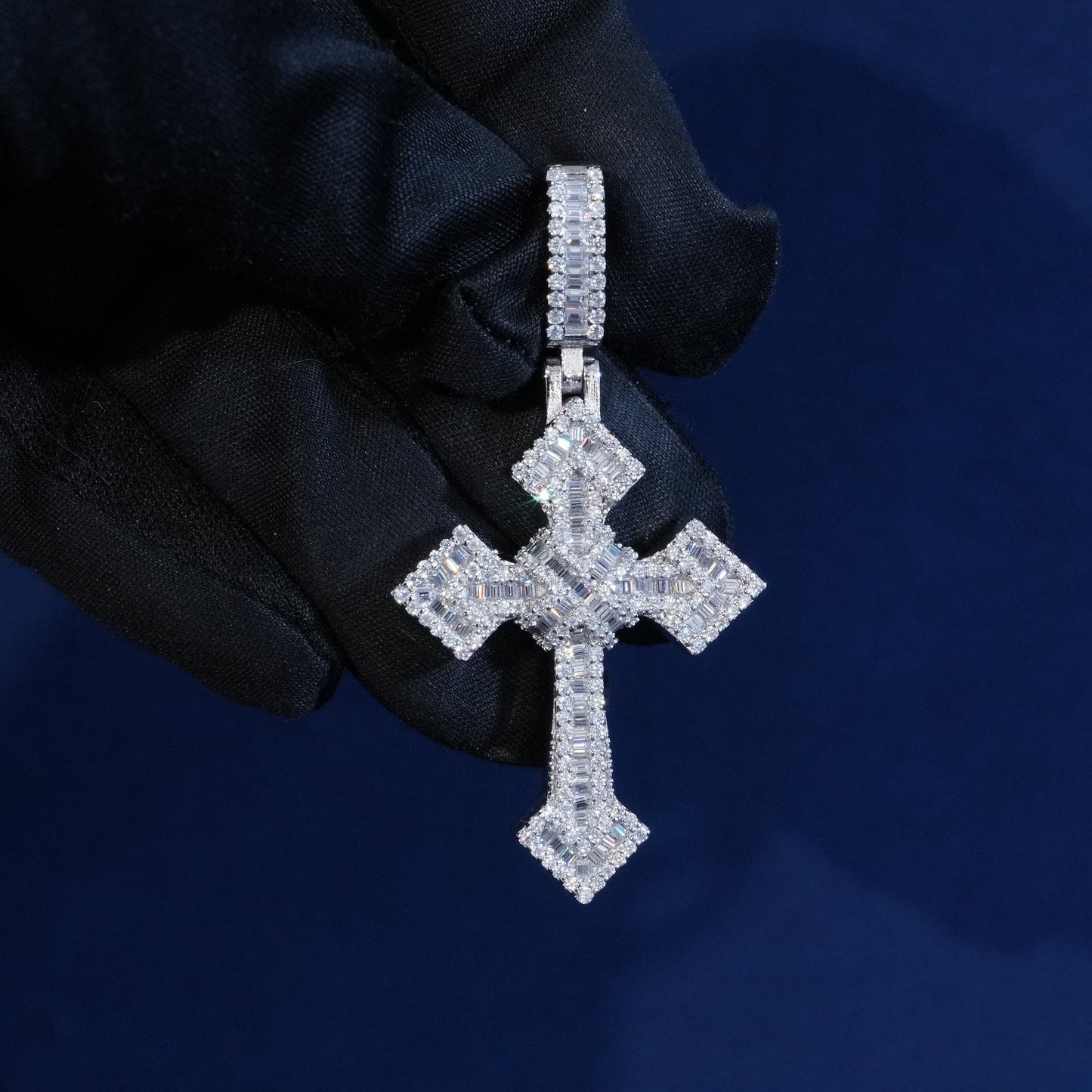 Diamond Baguette Jesus Cross Pendant