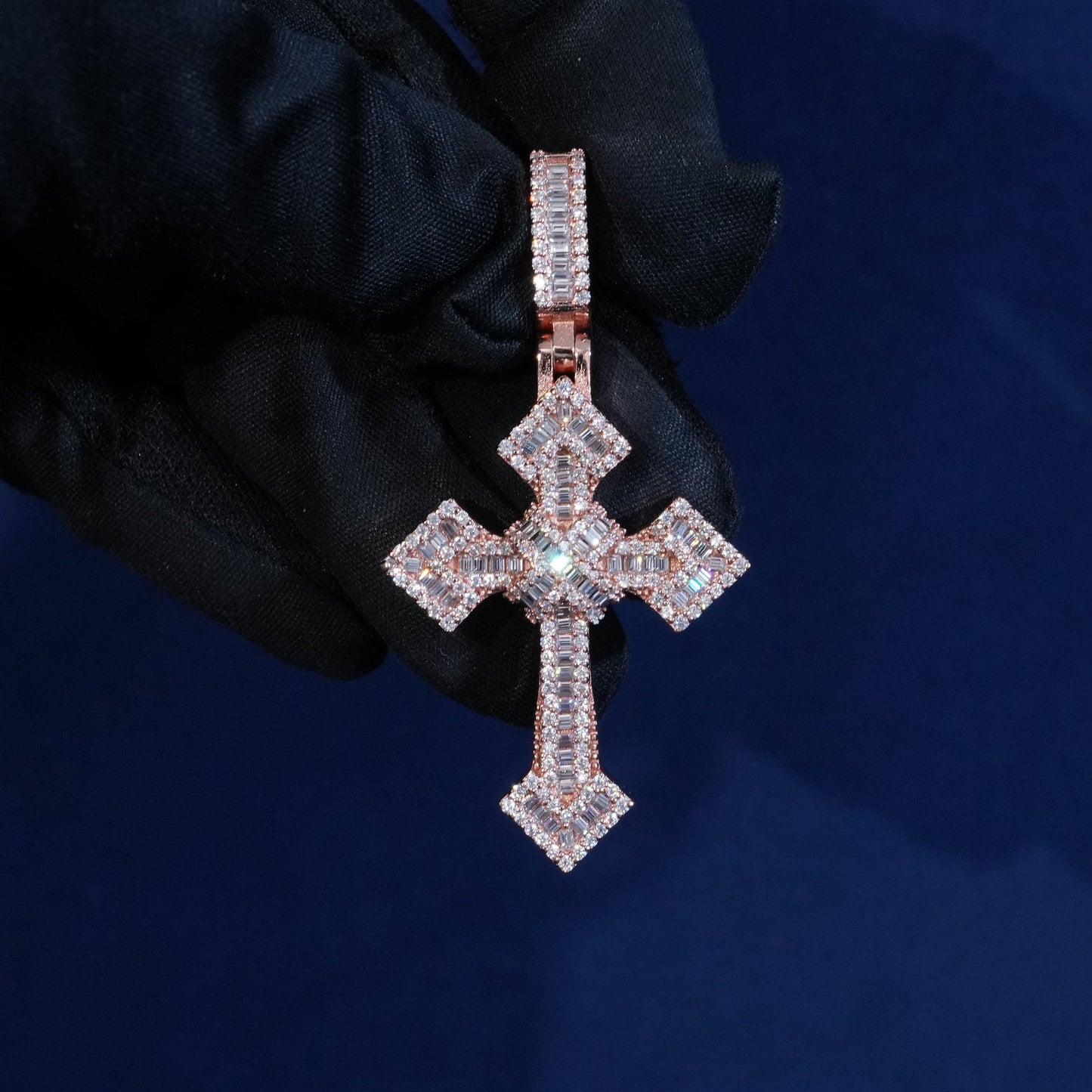 Diamond Baguette Jesus Cross Pendant