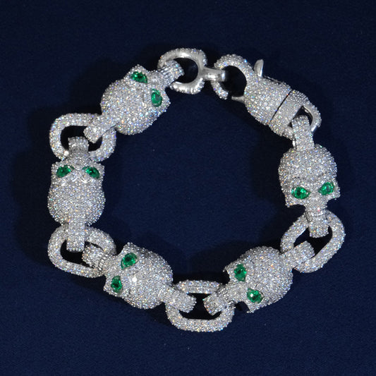 13mm Moissanite Skull Bracelet In Sterling Silver