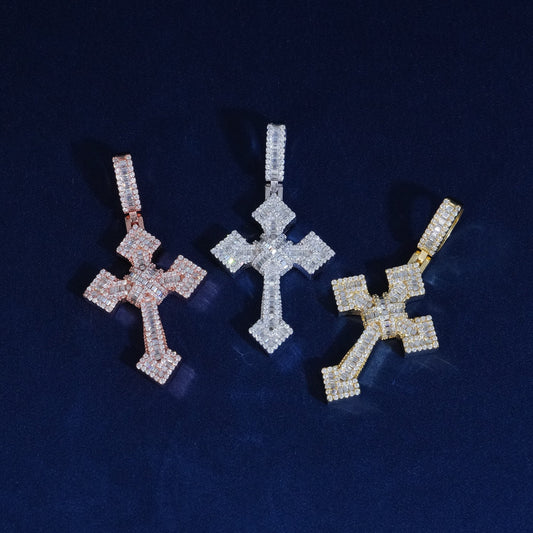 Diamond Baguette Jesus Cross Pendant