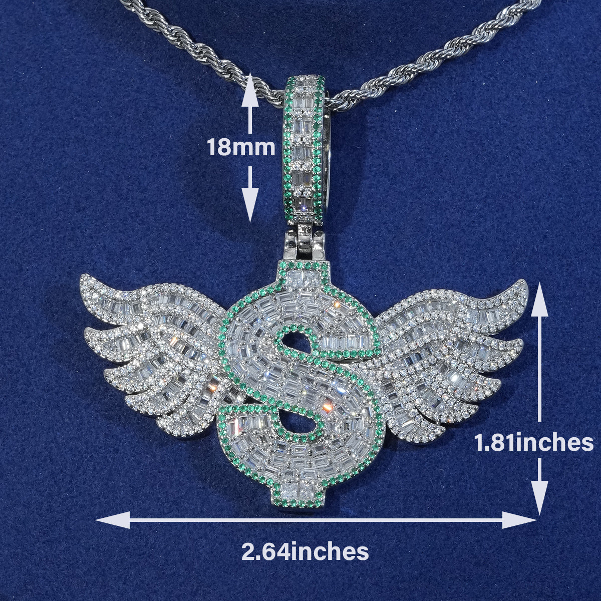 Baguette Diamond Dollar Wings Pendant