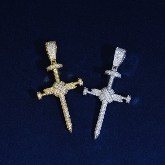 Diamond Nail Cross Pendant
