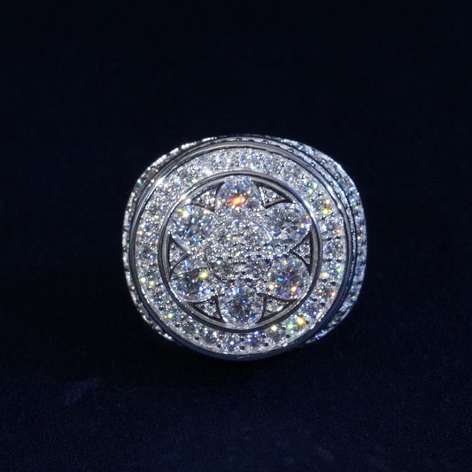 Moissanite Sparkle Flower Signet Ring