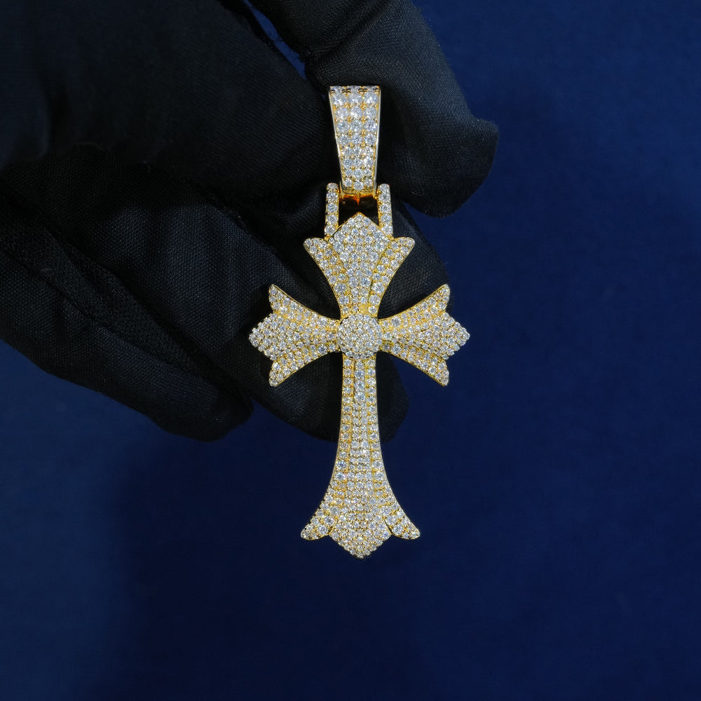 Moissanite Diamond Gothic Cross Pendant