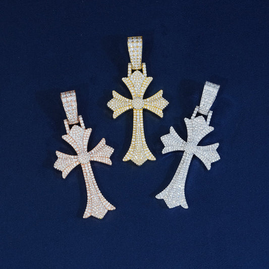 Moissanite Diamond Gothic Cross Pendant